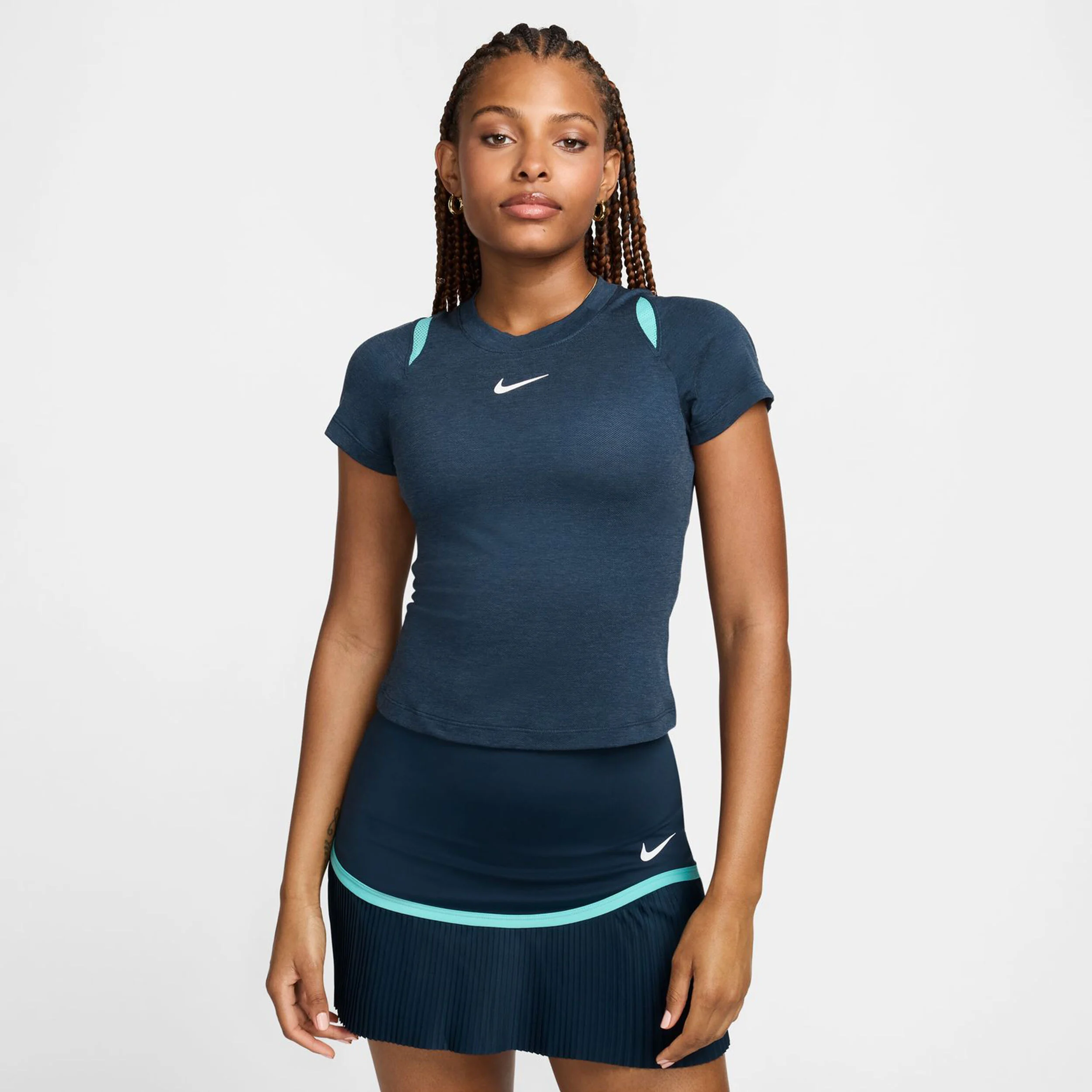 Dri-Fit Court Advantage T-Shirt Damen - Dunkelblau, Türkis