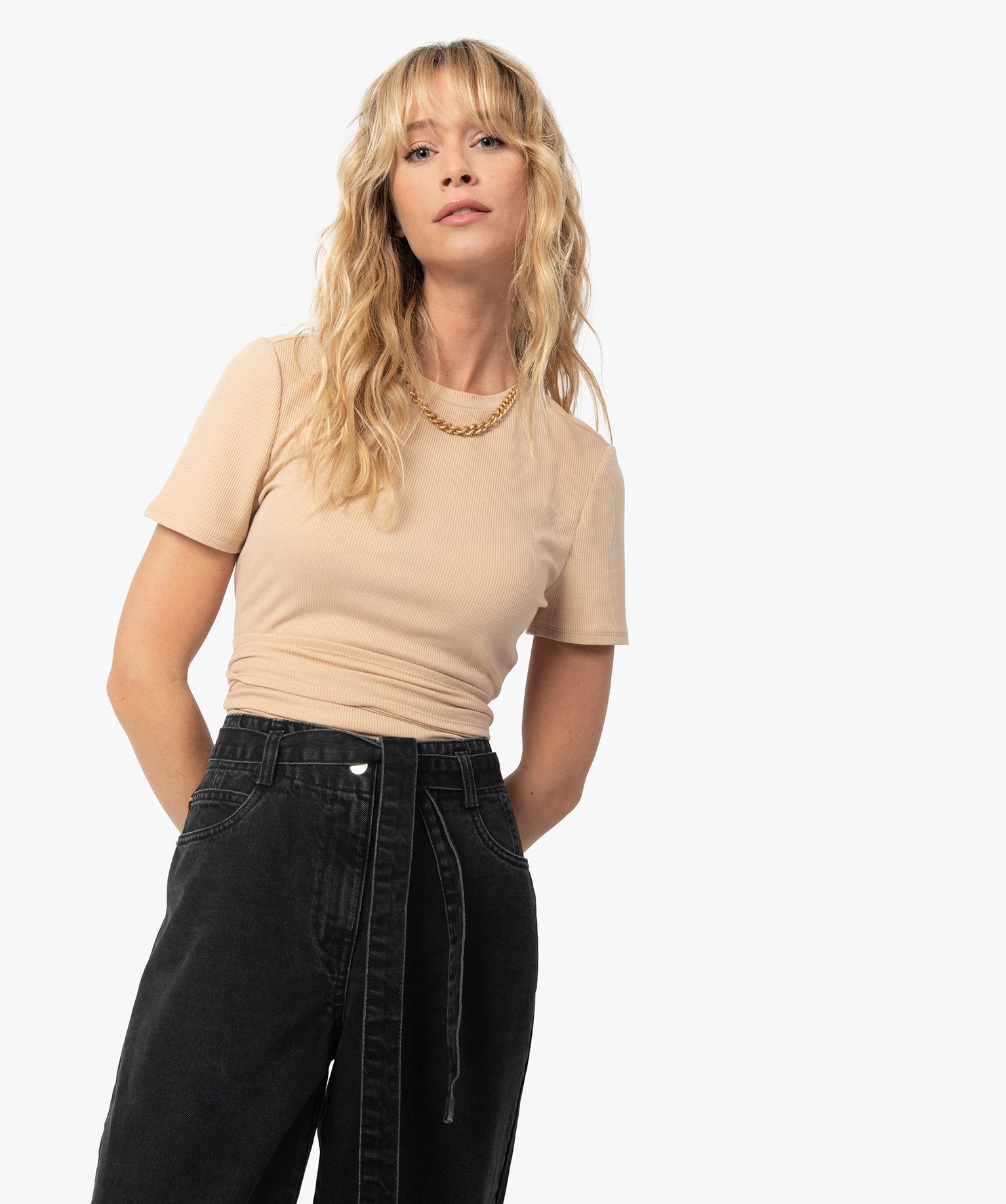 Tee-shirt femme avec lien à nouer - LuluCastagnette | GEMO