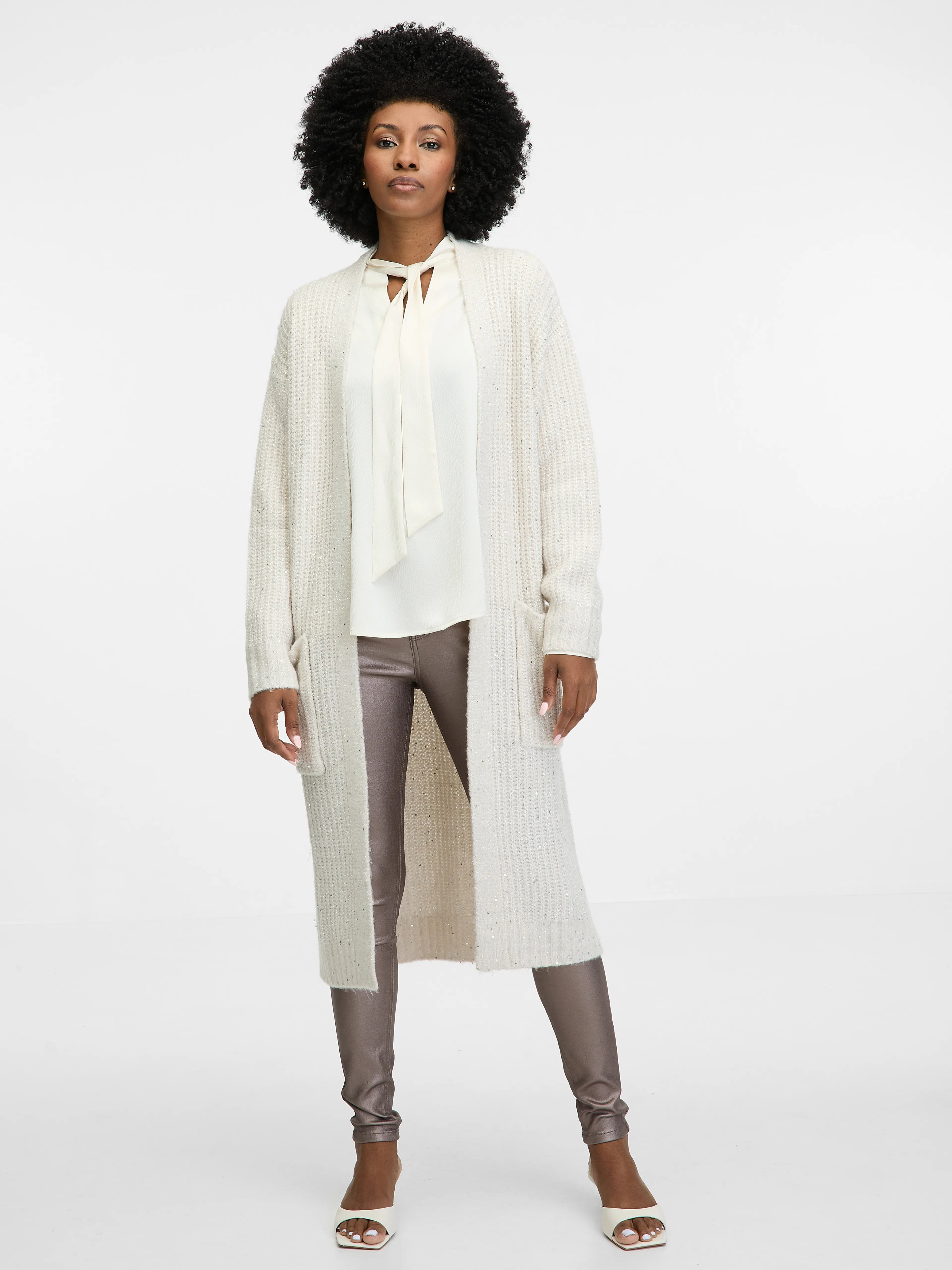 Cremefarbene Damen-Strickjacke ORSAY