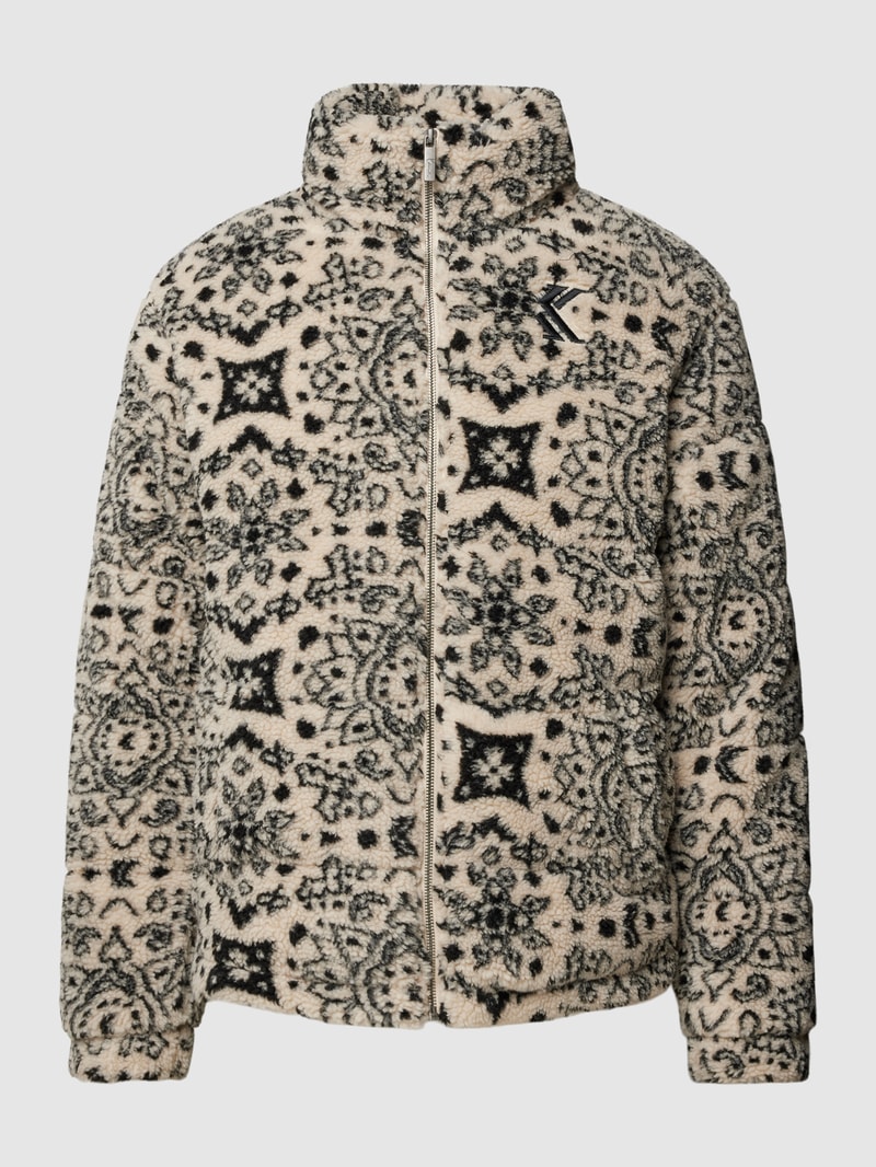 Fleecejacke mit Allover-Muster in offwhite