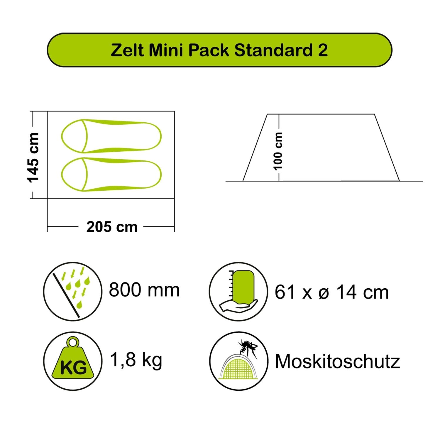 Zelt Mini Pack Standard 2
