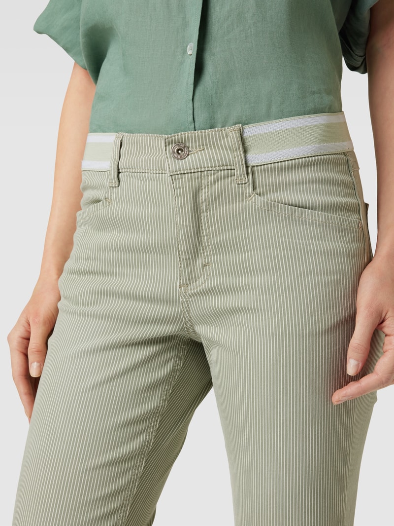 Jeans mit Streifenmuster Modell 'Ornella' in khaki