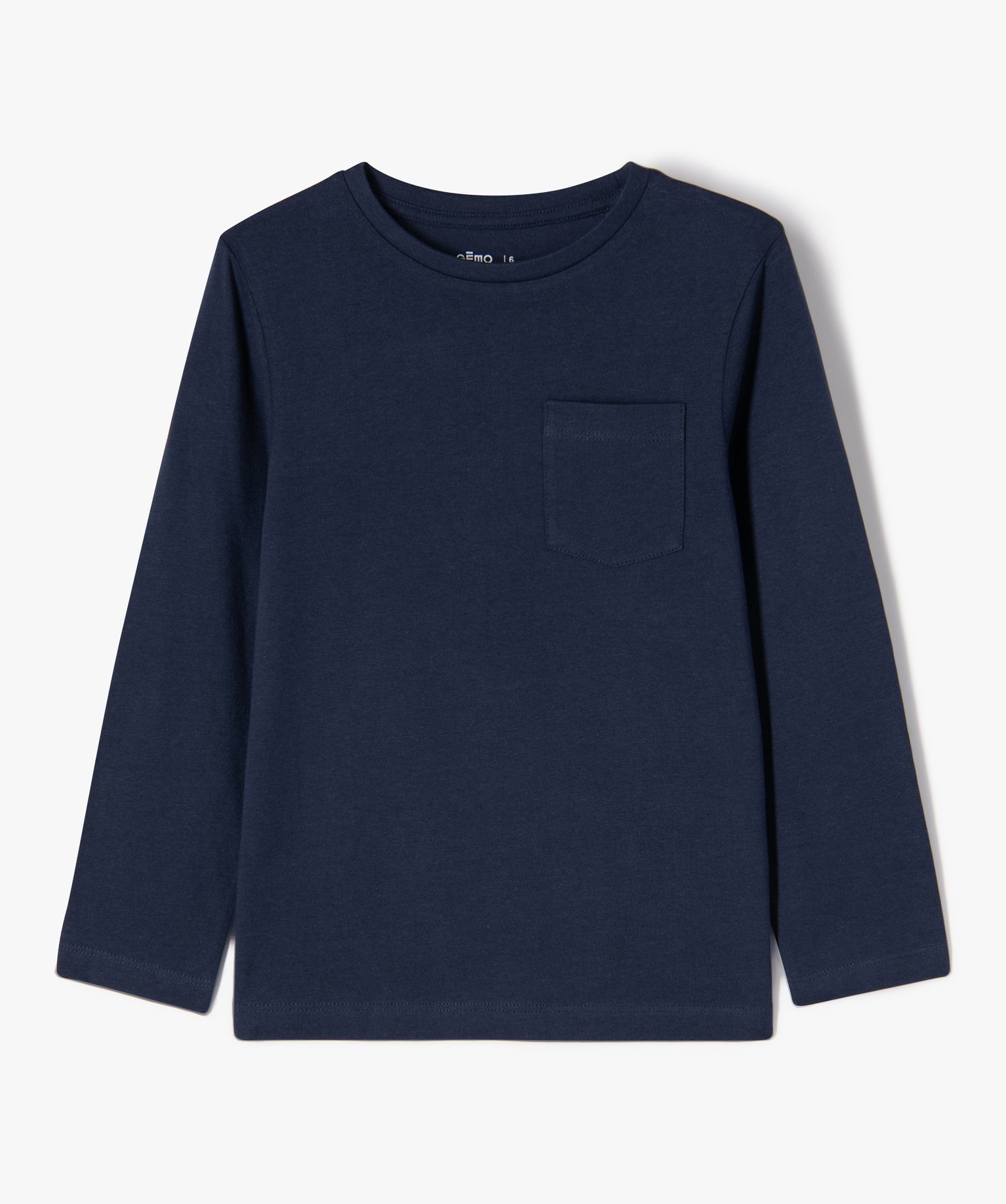Tee-shirt à manches longues avec poche poitrine Garçon marine | GEMO