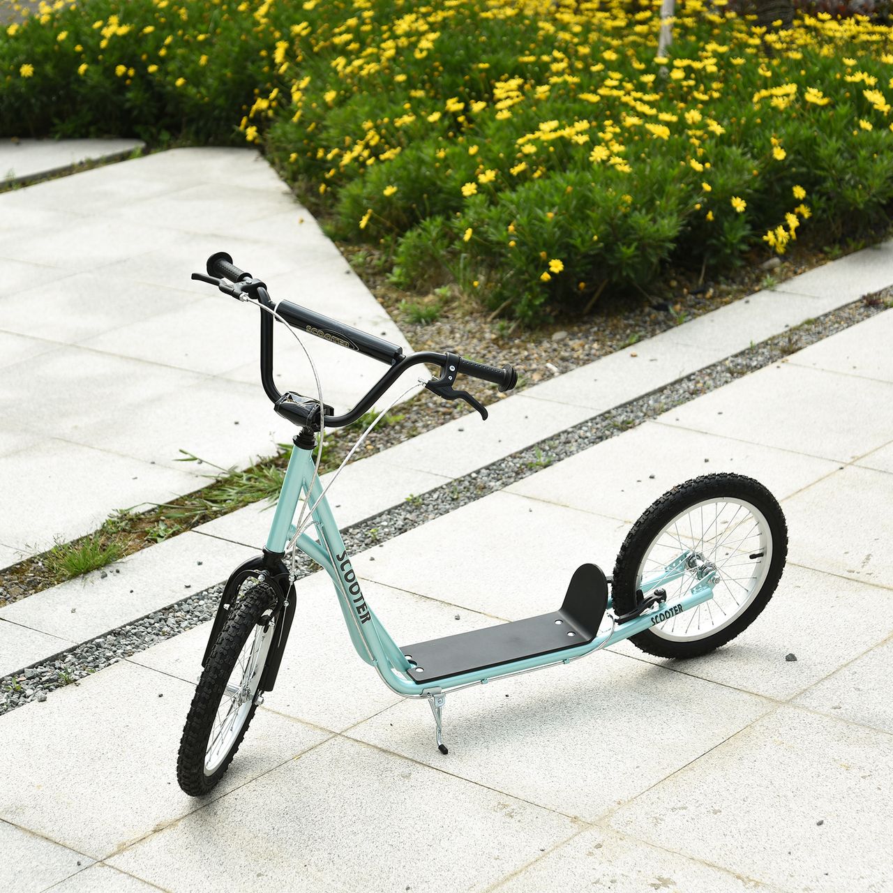 HOMCOM Tretroller Kinderroller Scooter Cityroller Luftreifen verstellbar Hellblau