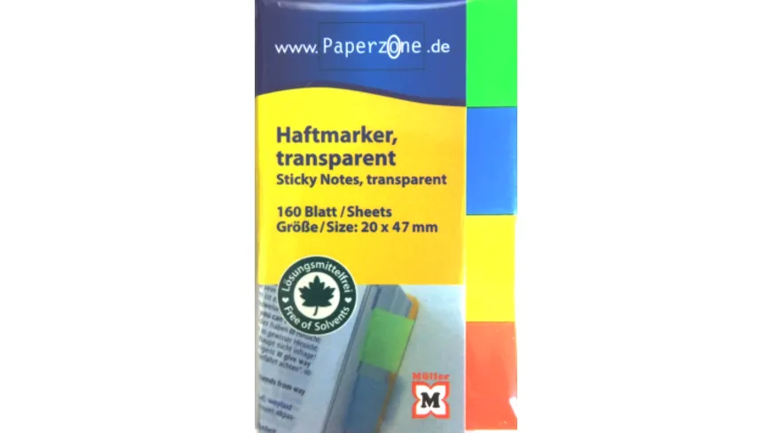PAPERZONE Haftmarker transparent 160 Blatt 20 x 47mm