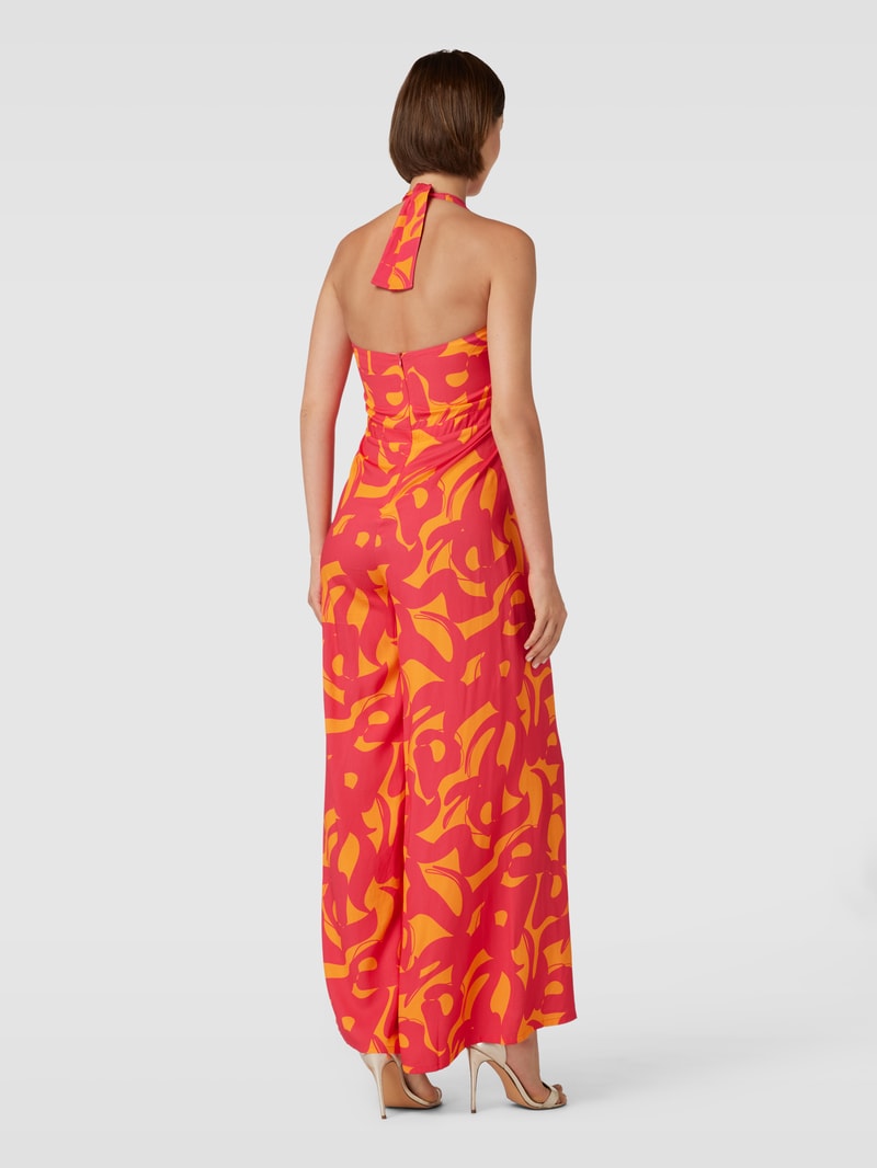 Jumpsuit aus Viskose mit Allover-Muster Modell 'Elli' in orange