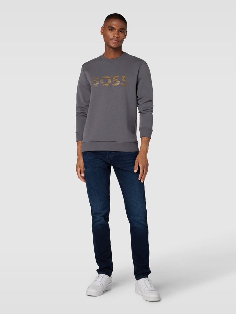 Sweatshirt mit Label-Print Modell 'Salbo' in graphit