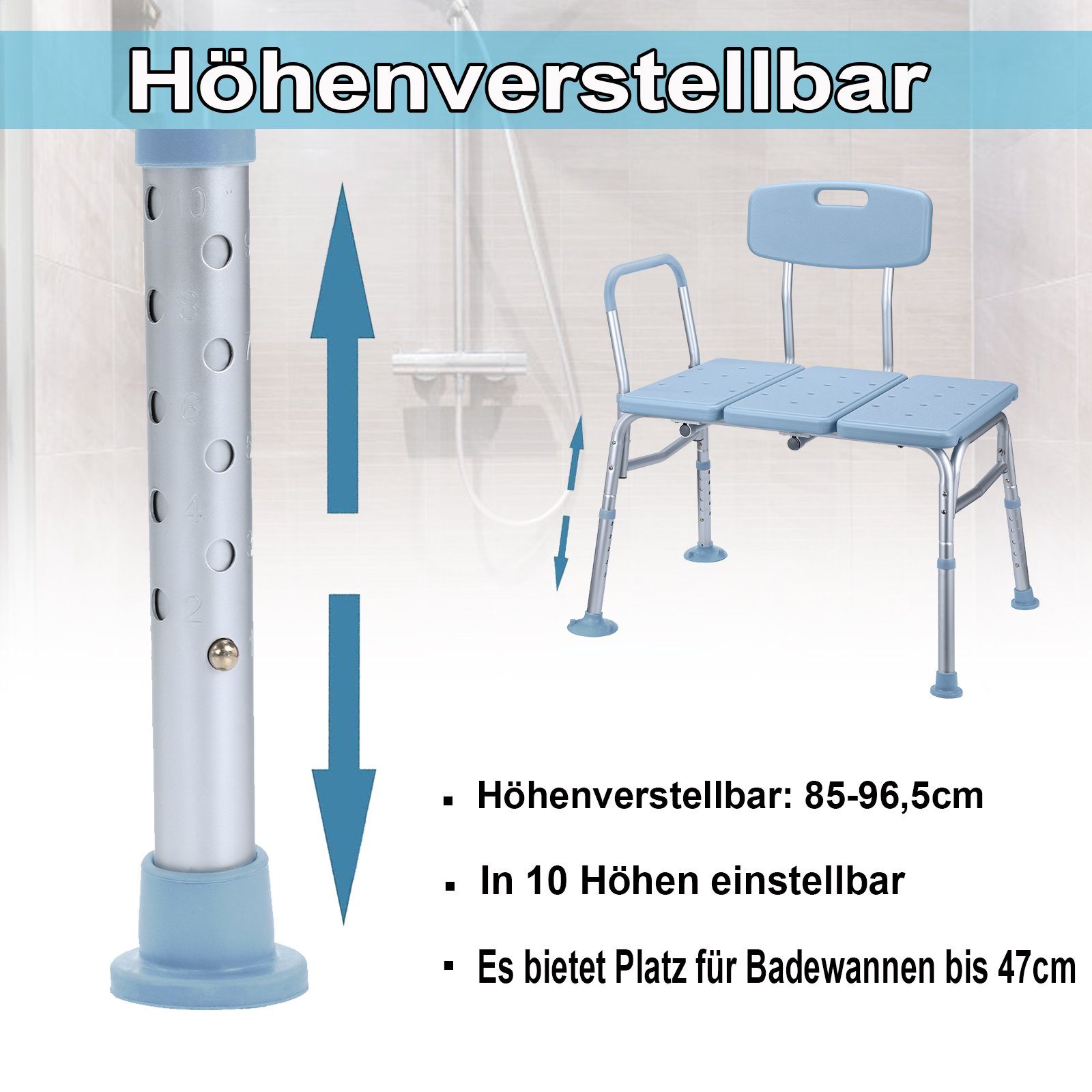 AUFUN Badewannensitz mit Abnehmbarer, belastbar bis 150 kg, für Badewanne