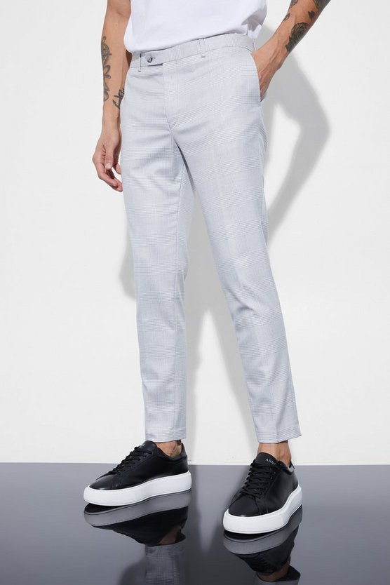 Graue karierte Super Skinny Hose