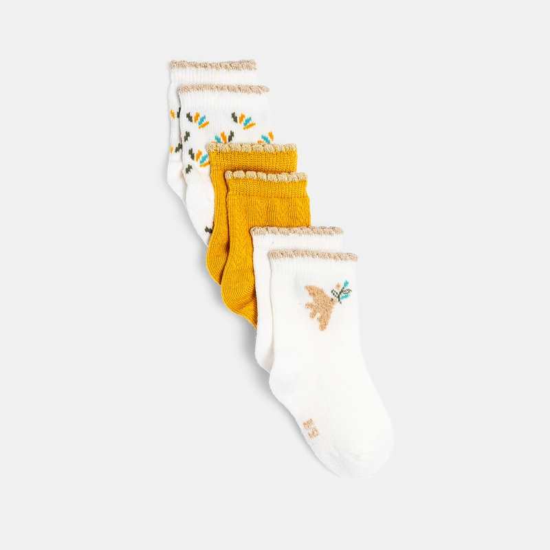 Chaussettes festonnées irisées (lot de 3) jaunes bébé fille