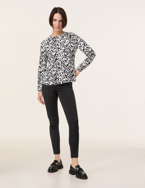 Print-Bluse mit rundem Ausschnitt