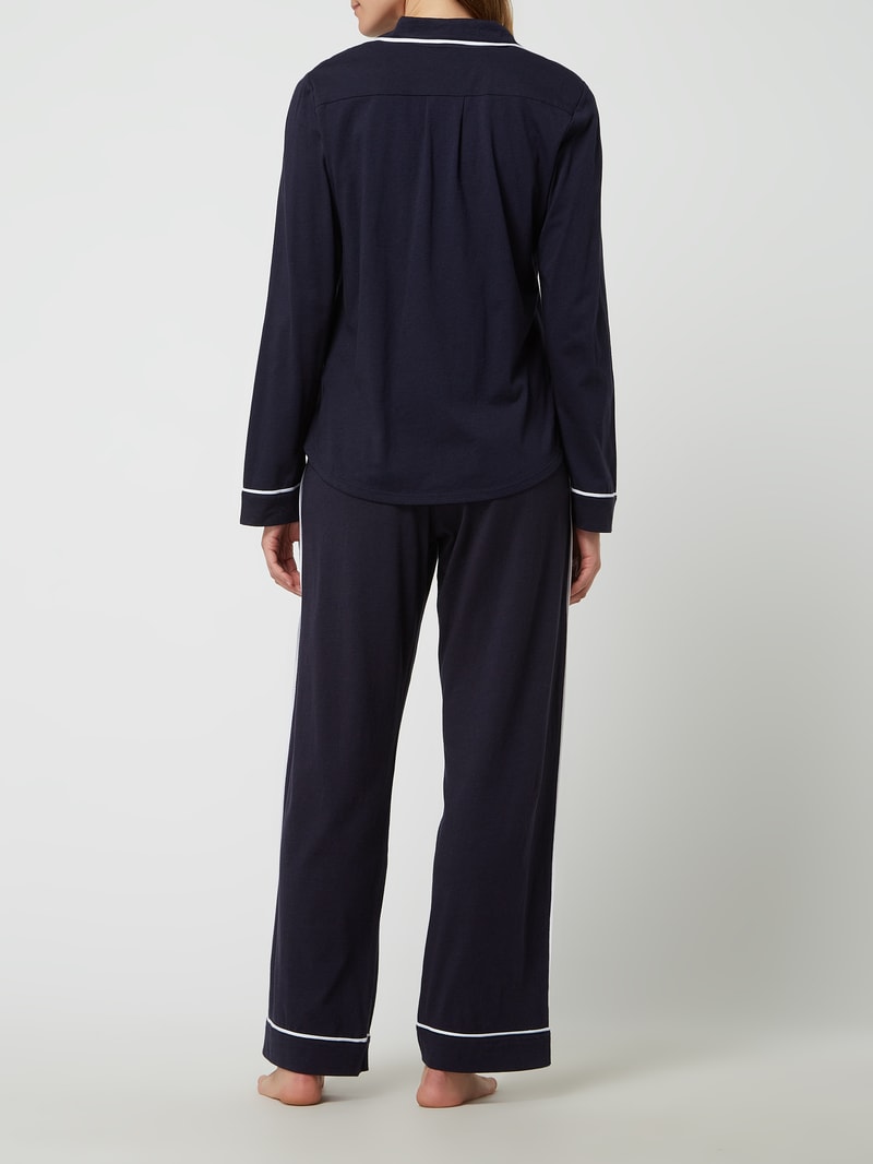 Pyjama aus Baumwoll-Viskose-Mix in marineblau
