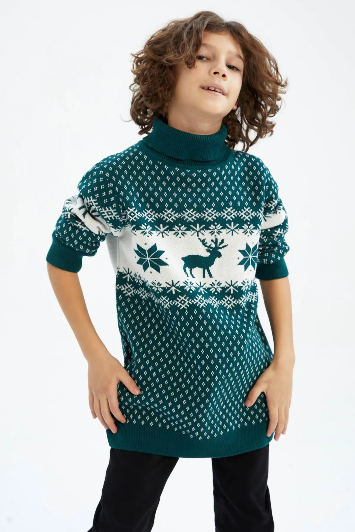 DeFacto  Rollkragenpullover mit Weihnachtsmotiv für Jungen