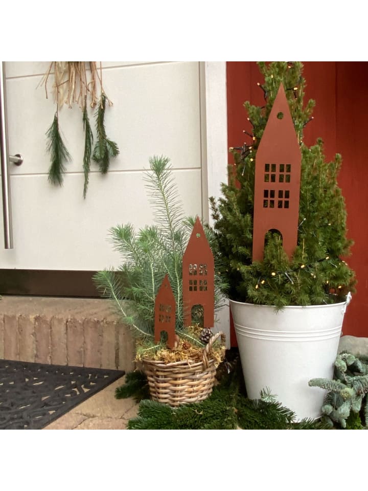 UNUS 3er Set Gartenstecker Rost Häuser in Braun günstig kaufen onesize