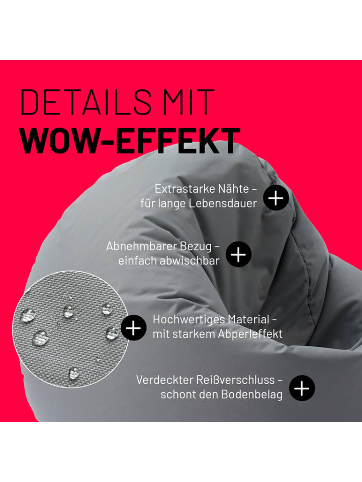 Lumaland Indoor/Outdoor-Sitzsack Runder 2in1 Sitzsack 300l  120x80x75cm - Grau günstig kaufen onesize