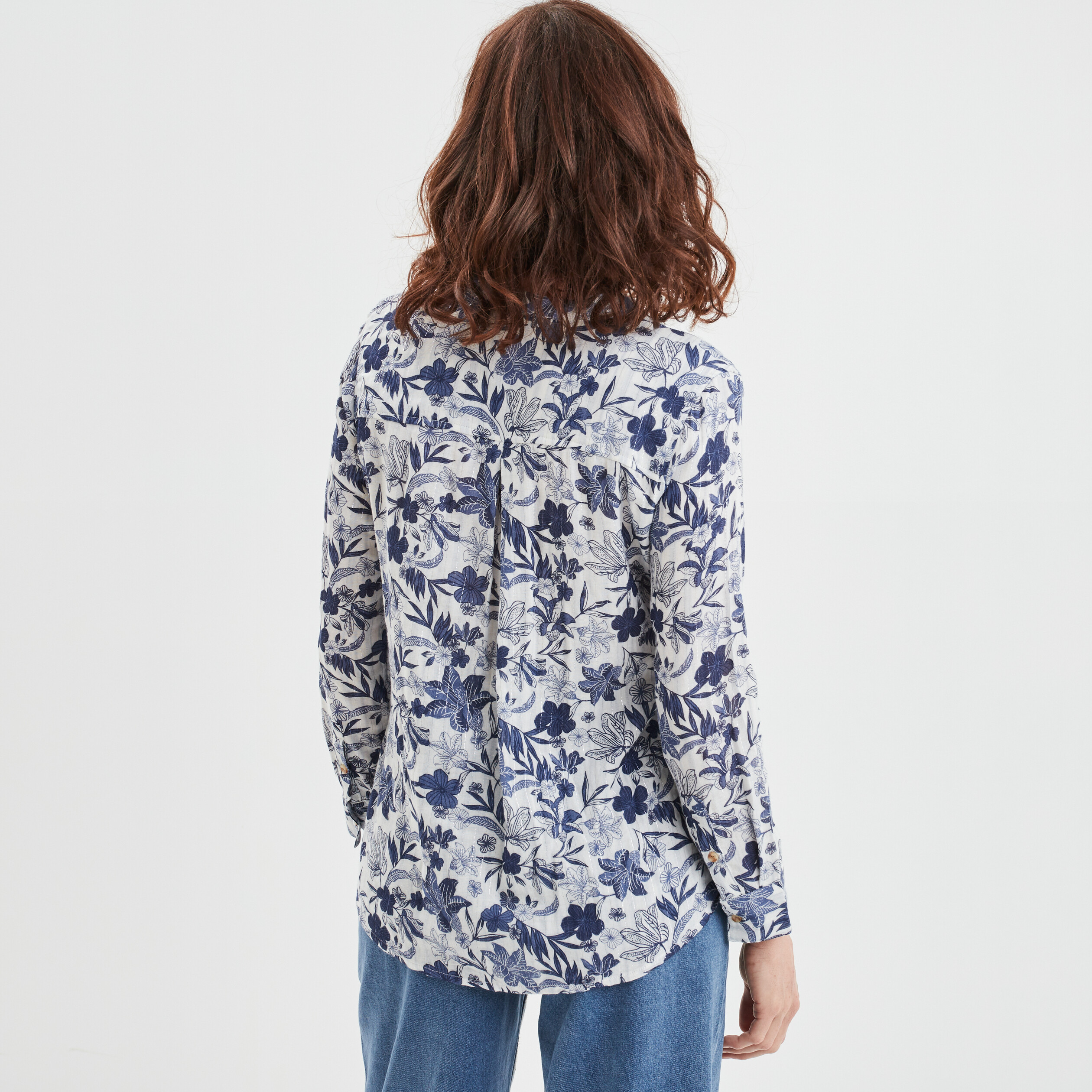 Chemise manches longues col mao ecru femme | La Halle