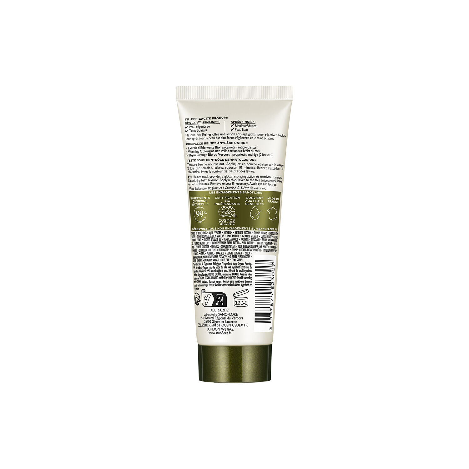 Sanoflore Reines Masque Anti-Age Eclat Certifié Bio