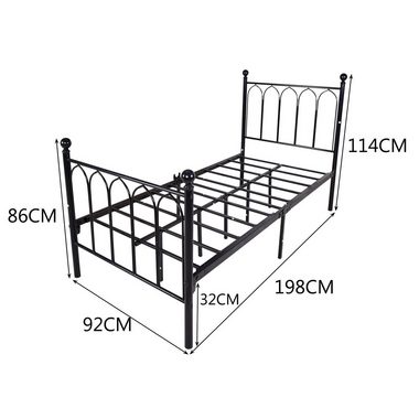 HAUSS SPLOE Metallbett Metallbett Bettgestelle Einzelbett Bettrahmen (90x190cm)