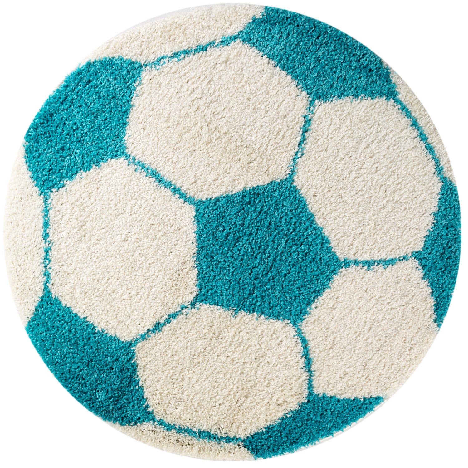 Kinderteppich Fußball-Design, Carpetsale24, Rund, Höhe: 30 mm, Kinder Teppich Fußball-Form Kinderzimmer versch.farben und größen