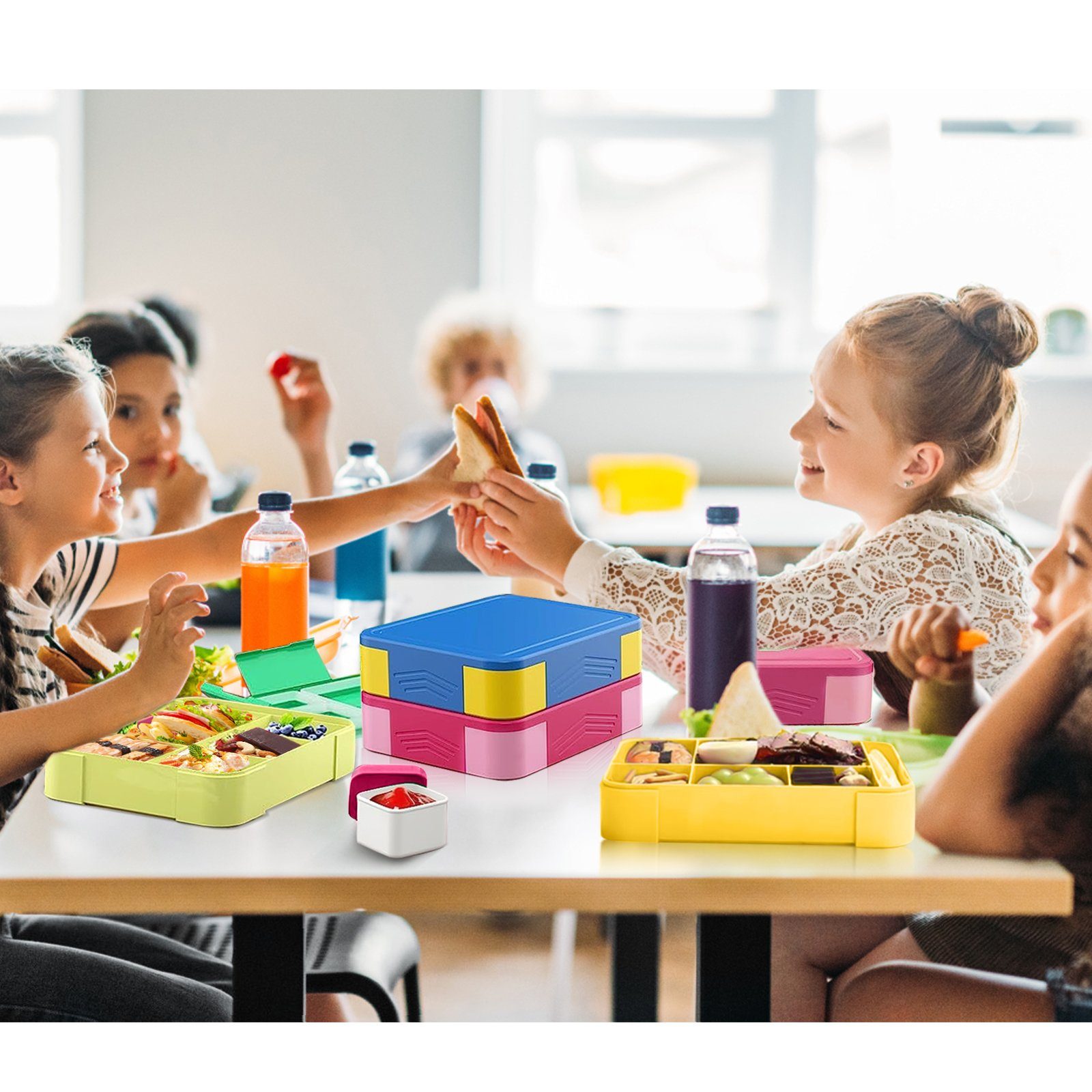 MDHAND Lunchbox Rechteckige Bento-Box, Kunststoffe, (1-tlg), Mit Multibesteck, Mikrowellengeeignet