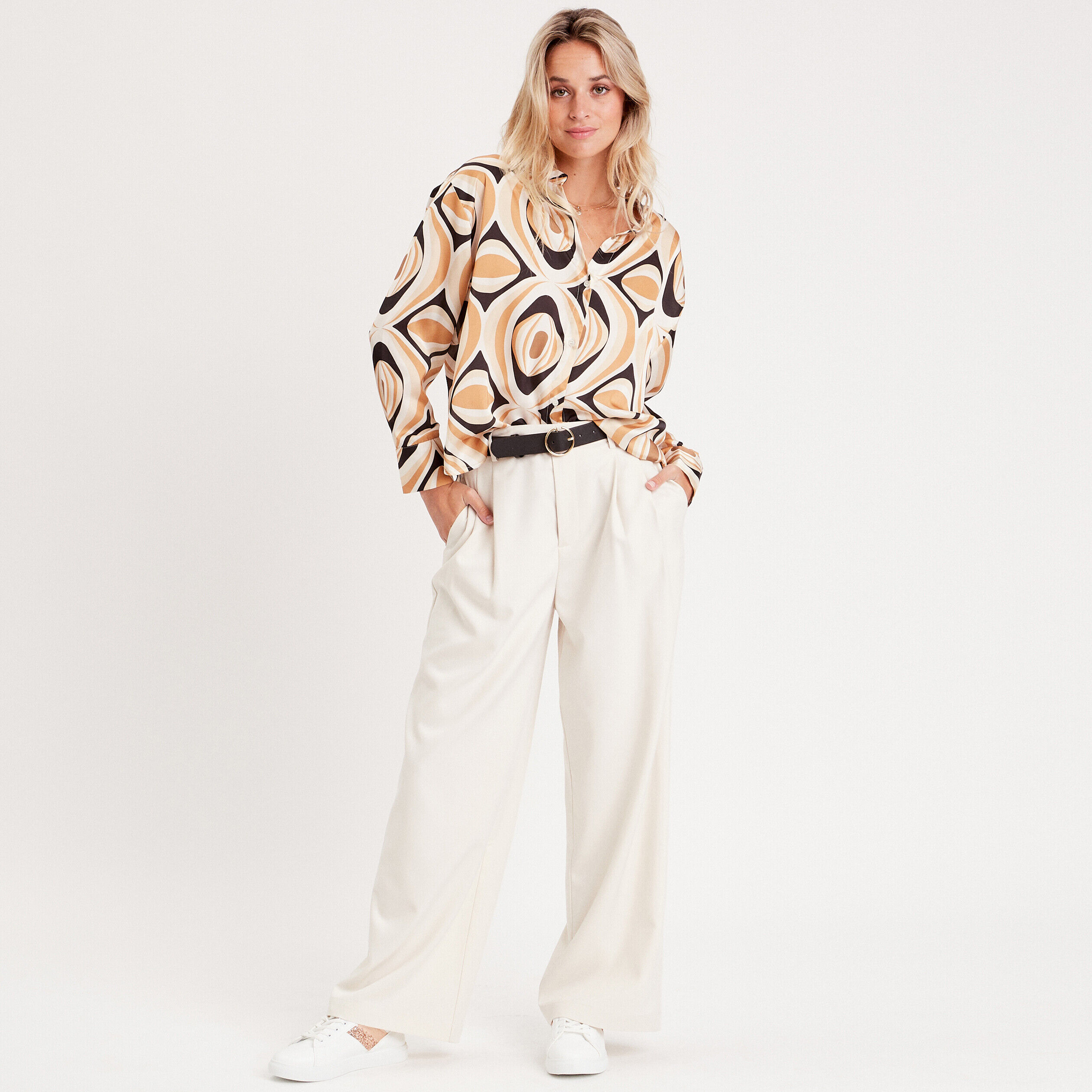 Chemise manches longues beige femme | Cache Cache