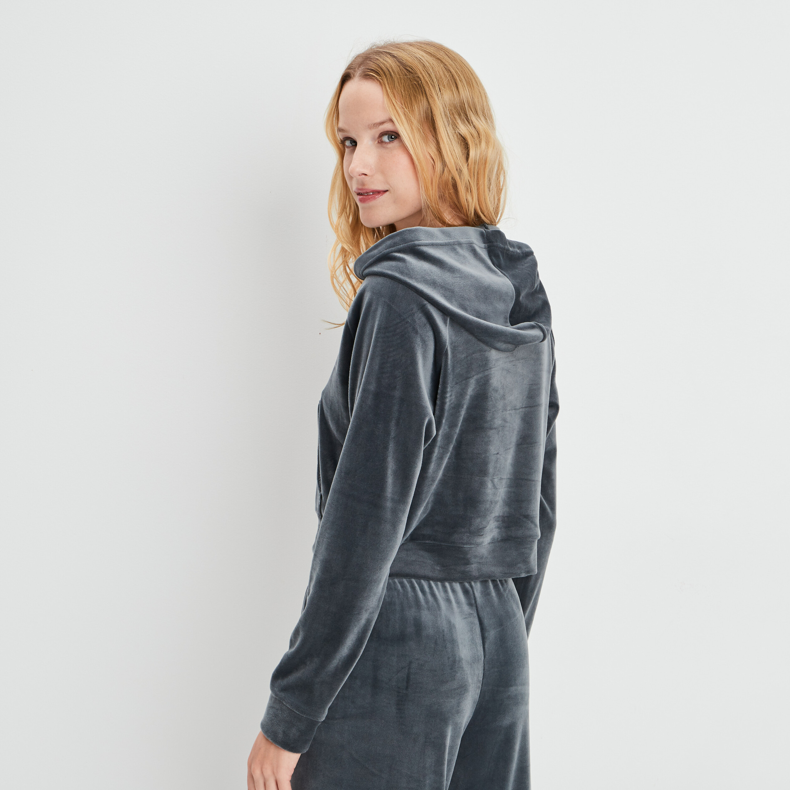 Veste de pyjama à capuche gris foncé femme | La Halle