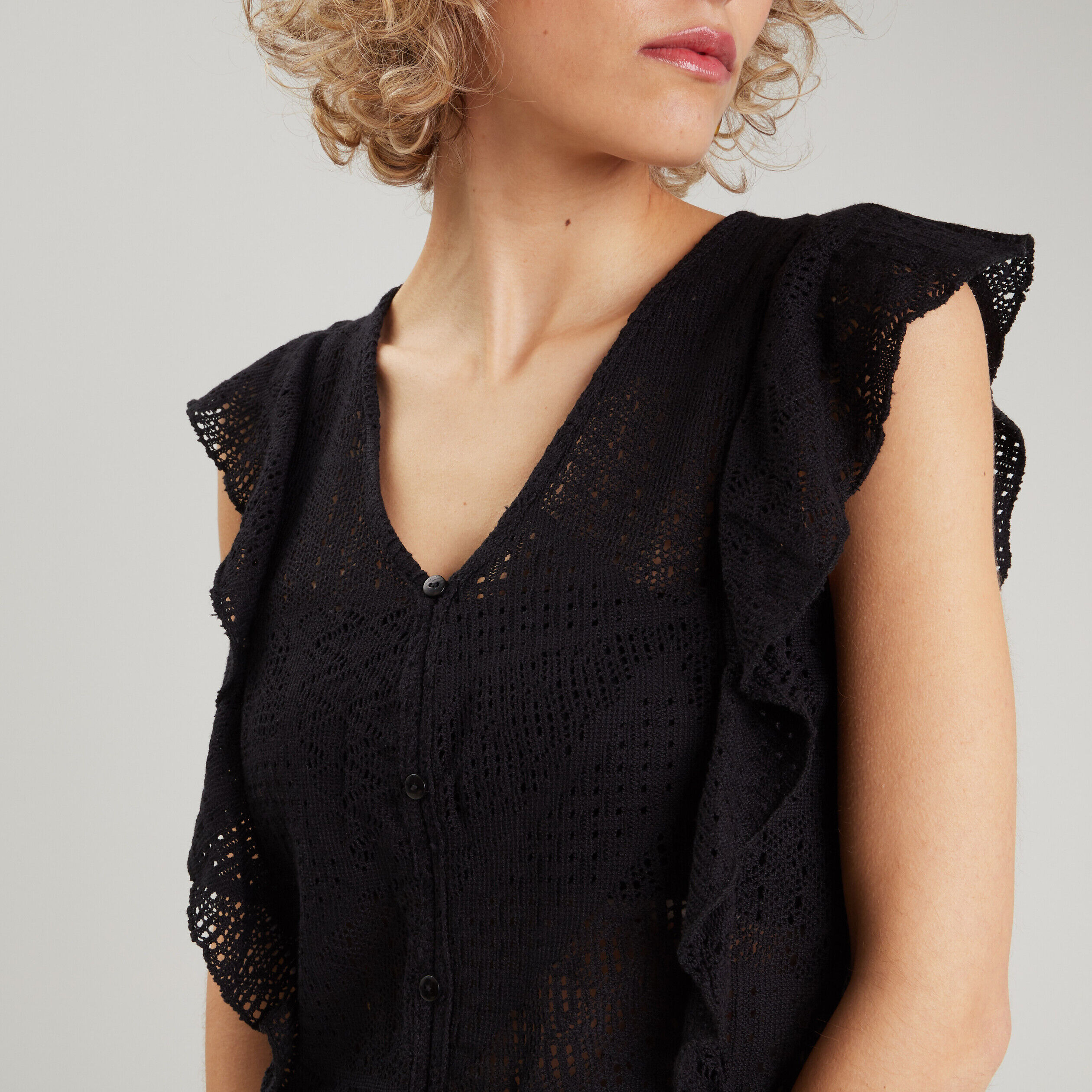 Blouse manches courtes noir femme | Cache Cache