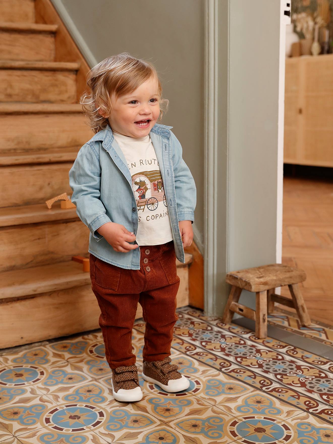 Pantalon bébé velours côtelé marron