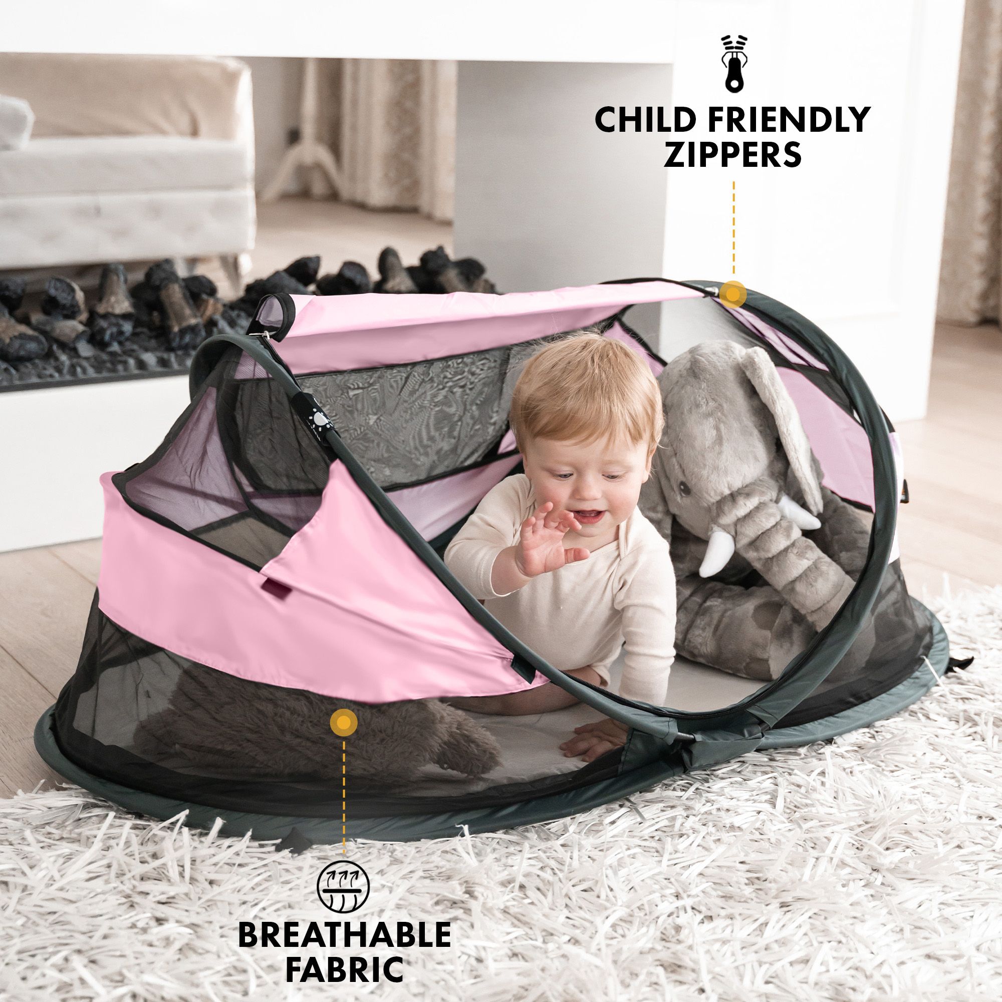 Deryan Baby Luxe Rosé Campingbett