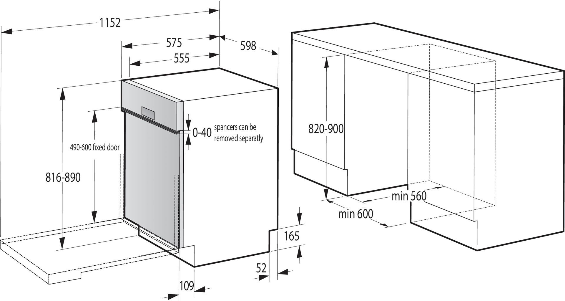GORENJE teilintegrierbarer Geschirrspüler, GI673C60X, 16 Maßgedecke, automatische Türöffnung