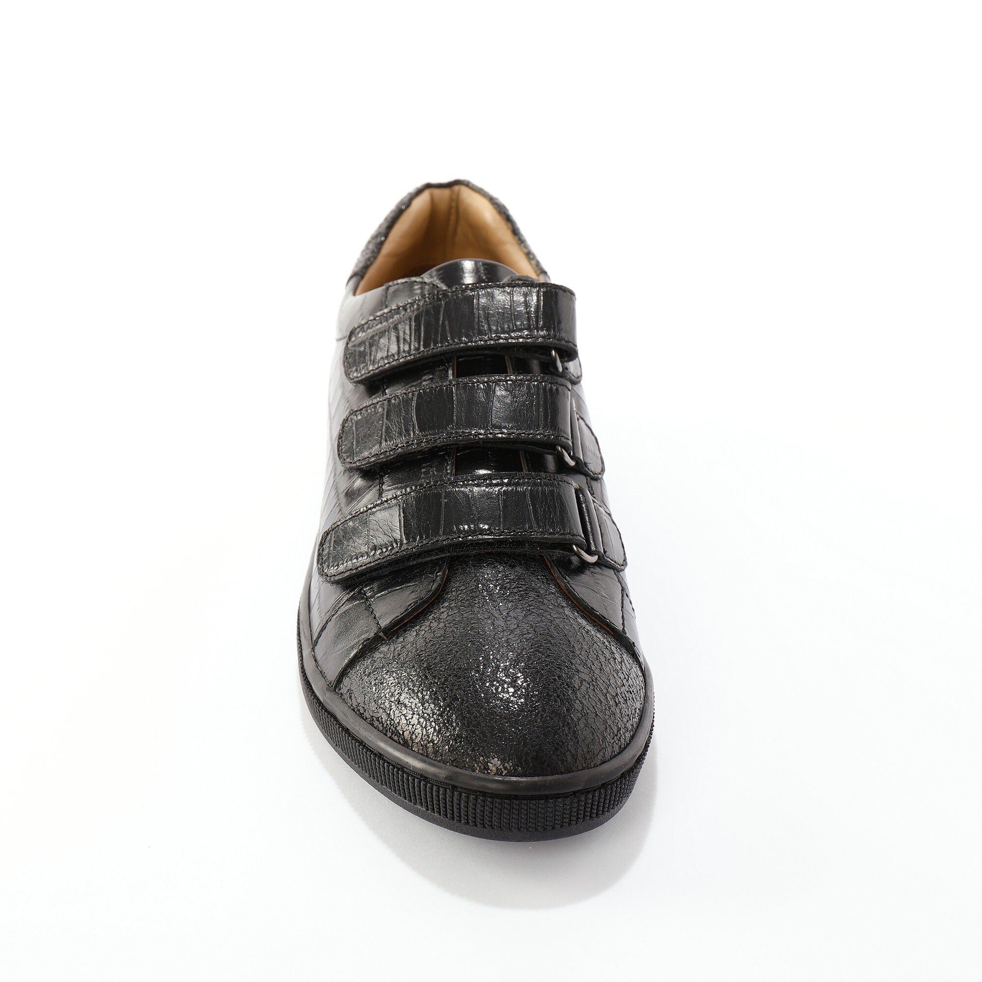 Basket scratchées en cuir effet croco
