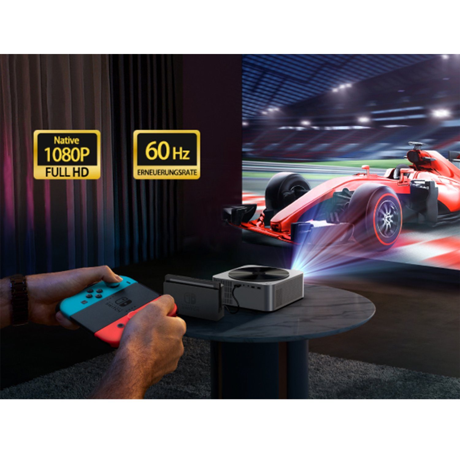 Ultimea P40 LCD-Beamer (21000 lm, 15000:1, 1920 x 1080 px, 2.4G/5GHz Dual WiFi Smart Beamer)