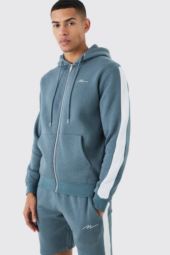 Kurzer Colorblock Man Signature Trainingsanzug mit Reißverschluss