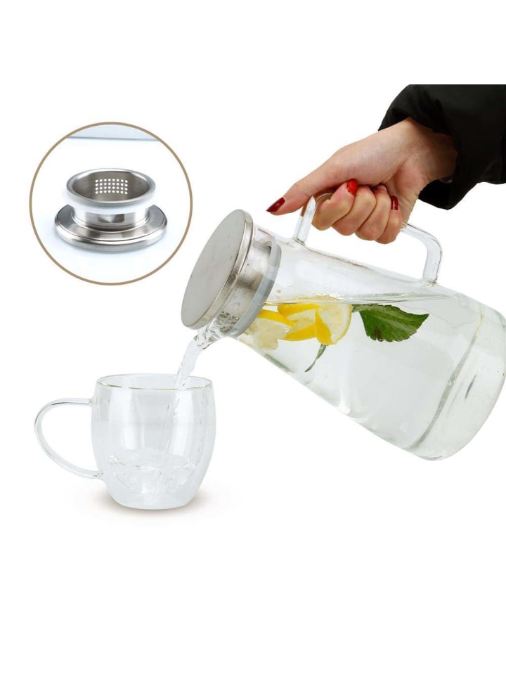 Intirilife Karaffe mit Deckel in TRANSPARENT günstig kaufen 1,8 L