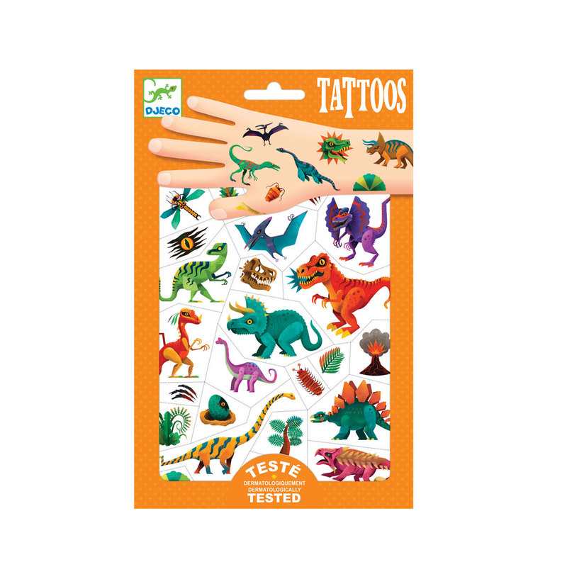 2 planches de tattoos Dinosaure Djeco