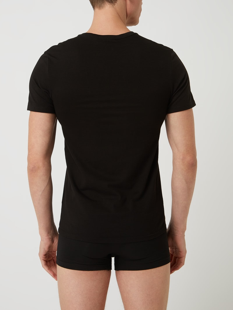 Slim Fit T-Shirt aus Baumwolle im 3er-Pack in schwarz