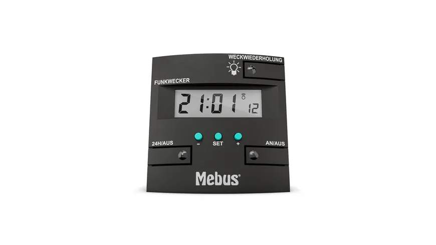 Mebus Funkwecker digital schwarz