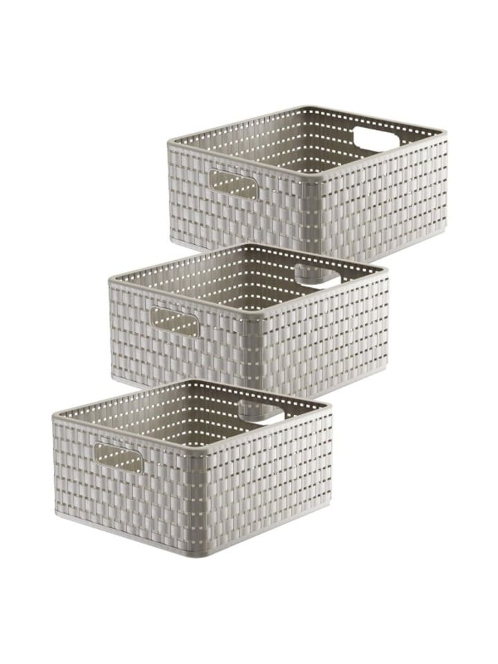 Rotho Country 3er-Set Aufbewahrungsbox 14l in Rattan-Optik in Cappuccino günstig kaufen onesize