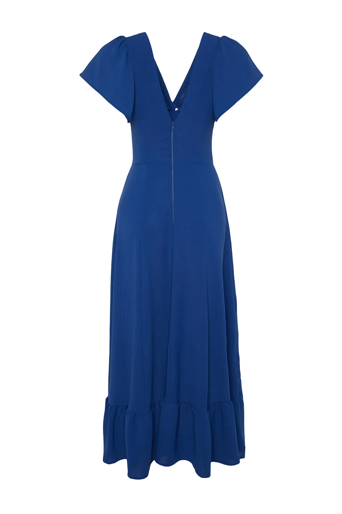 Trendyol Collection  Indigofarbenes Maxikleid mit gewebtem Volant und detailliertem Webmuster TWOSS23EL02065