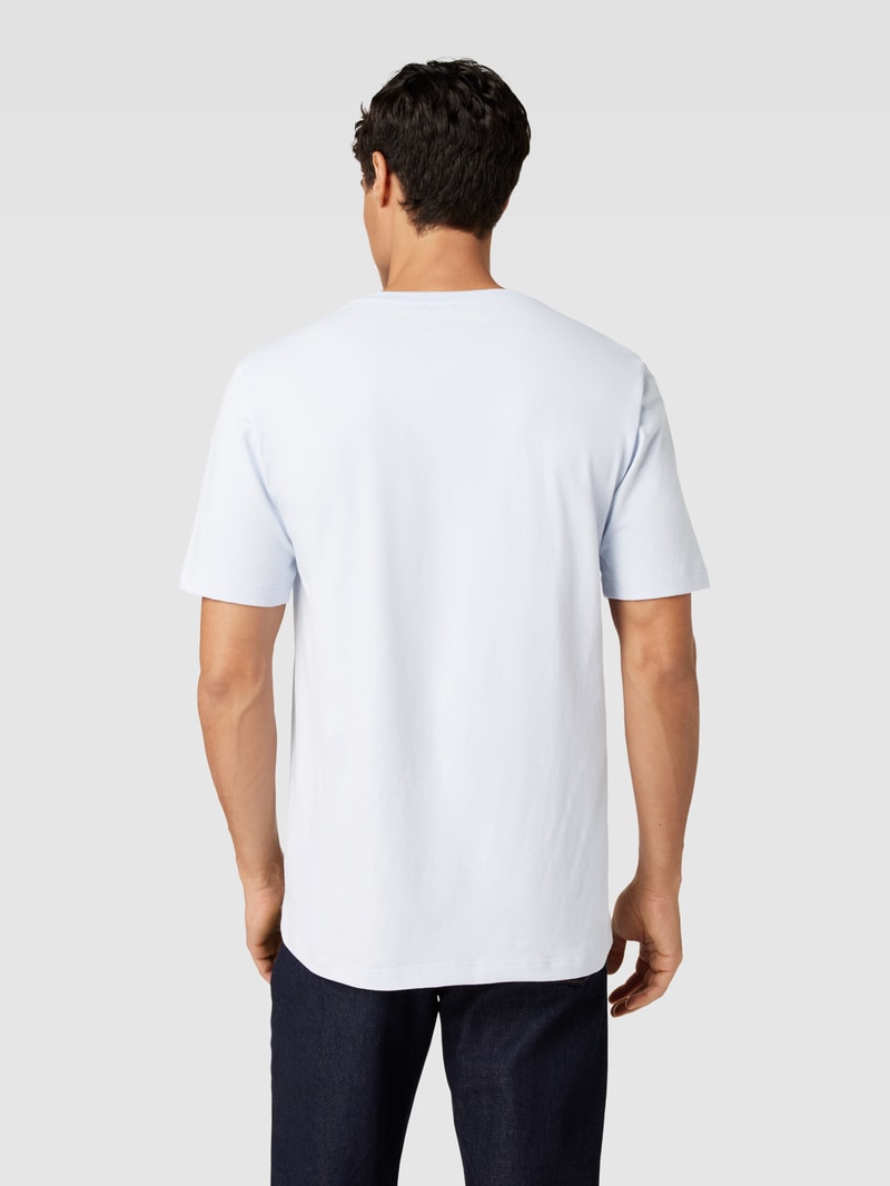 T-Shirt mit geripptem Rundhalsausschnitt in hellblau