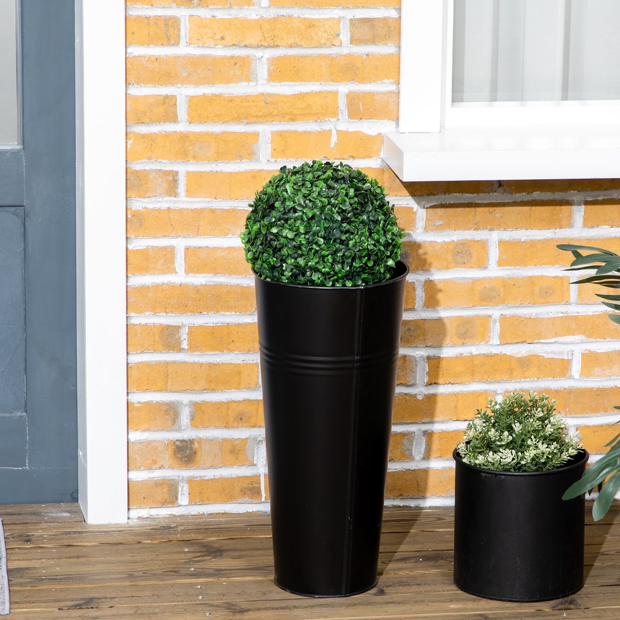 HOMCOM Künstliche Pflanzen, 2er-Set UV-beständige Zimmerpflanze, 60 cm Buchsbaum