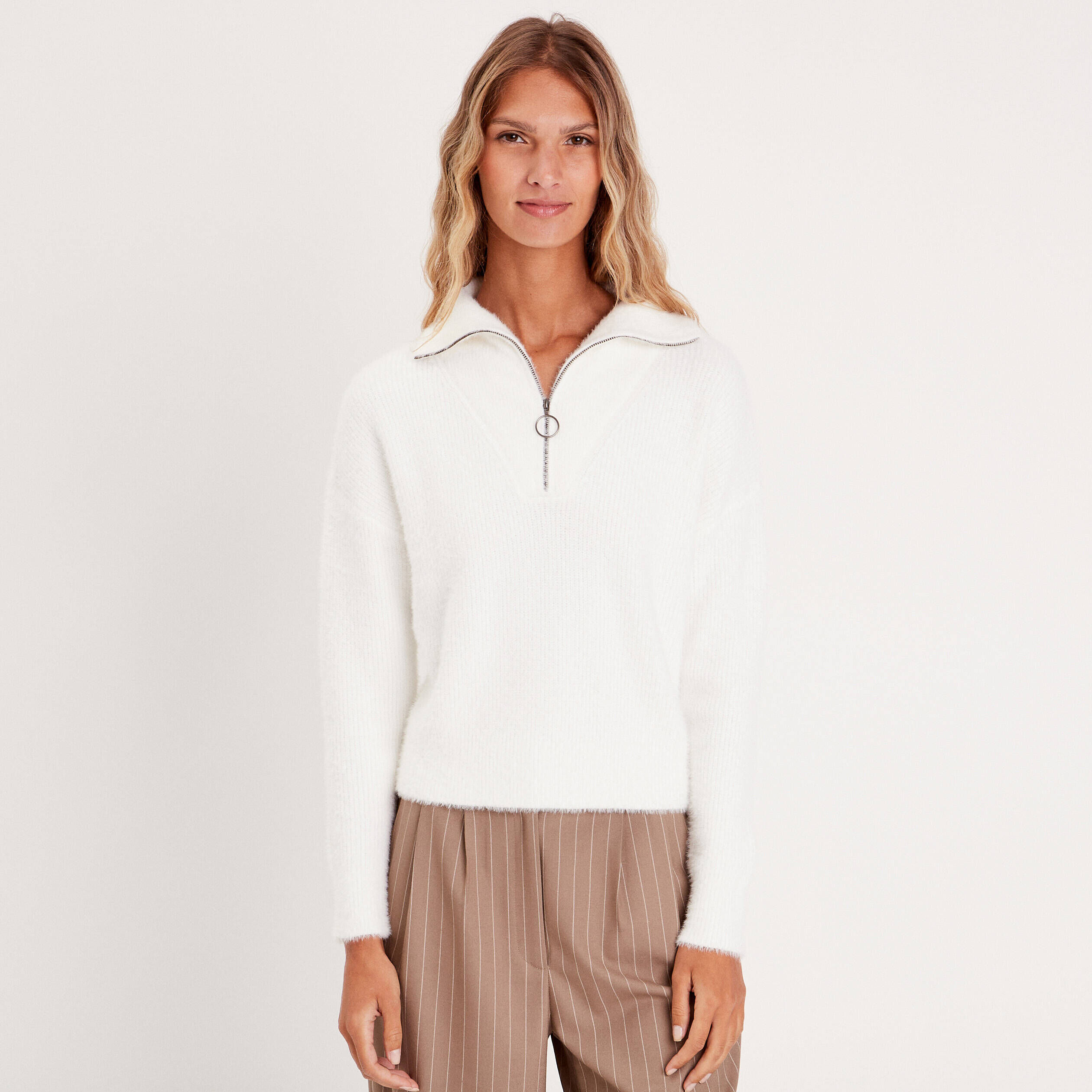 Pull col camionneur ecru femme | Cache Cache