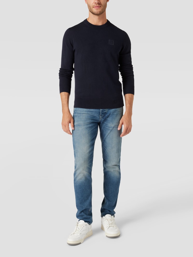 Sweatshirt mit Logo-Patch Modell 'Kanovano' in dunkelblau