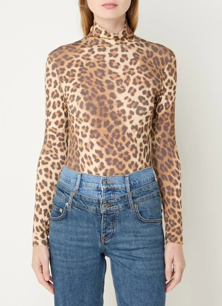 Maje long-sleeved shirt with turtleneck and leopard print