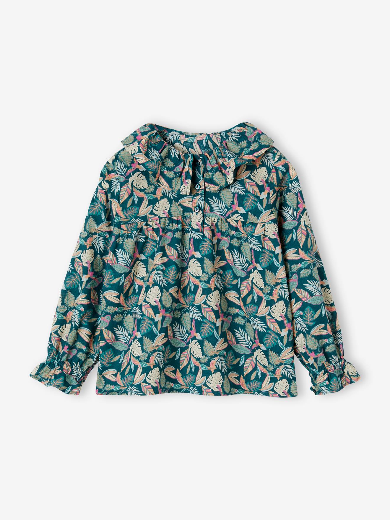 Vertbaudet Mädchen Bluse mit Blumen - pfirsich