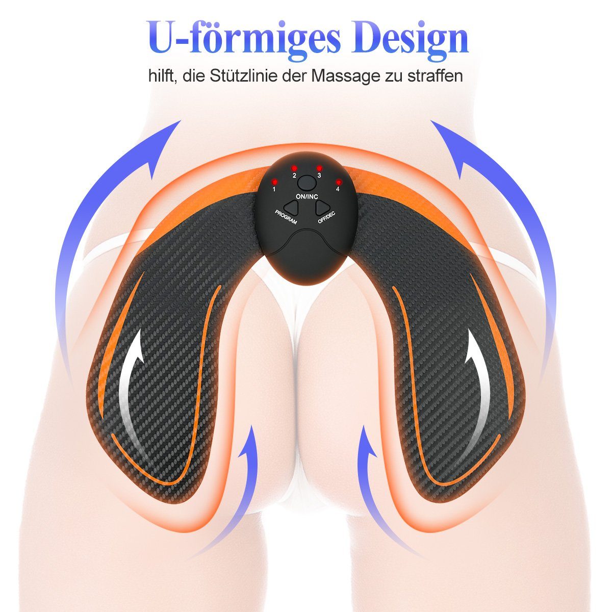 7Magic EMS-Po-Trainer EMS Hips Trainer aufladbar mit 6 modi & 9 Intensitätsstufen, EMS Muskeltrainer Hüfttrainer Muskel Stimulationsgerät elektrisch