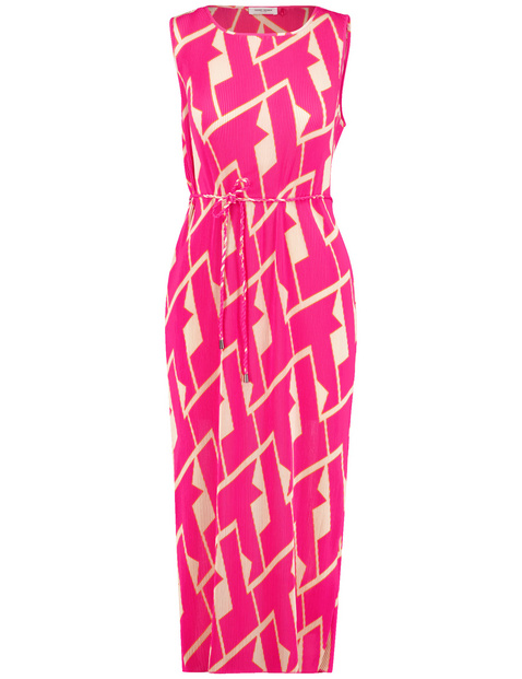 Gemustertes Plisseekleid mit Taillenband