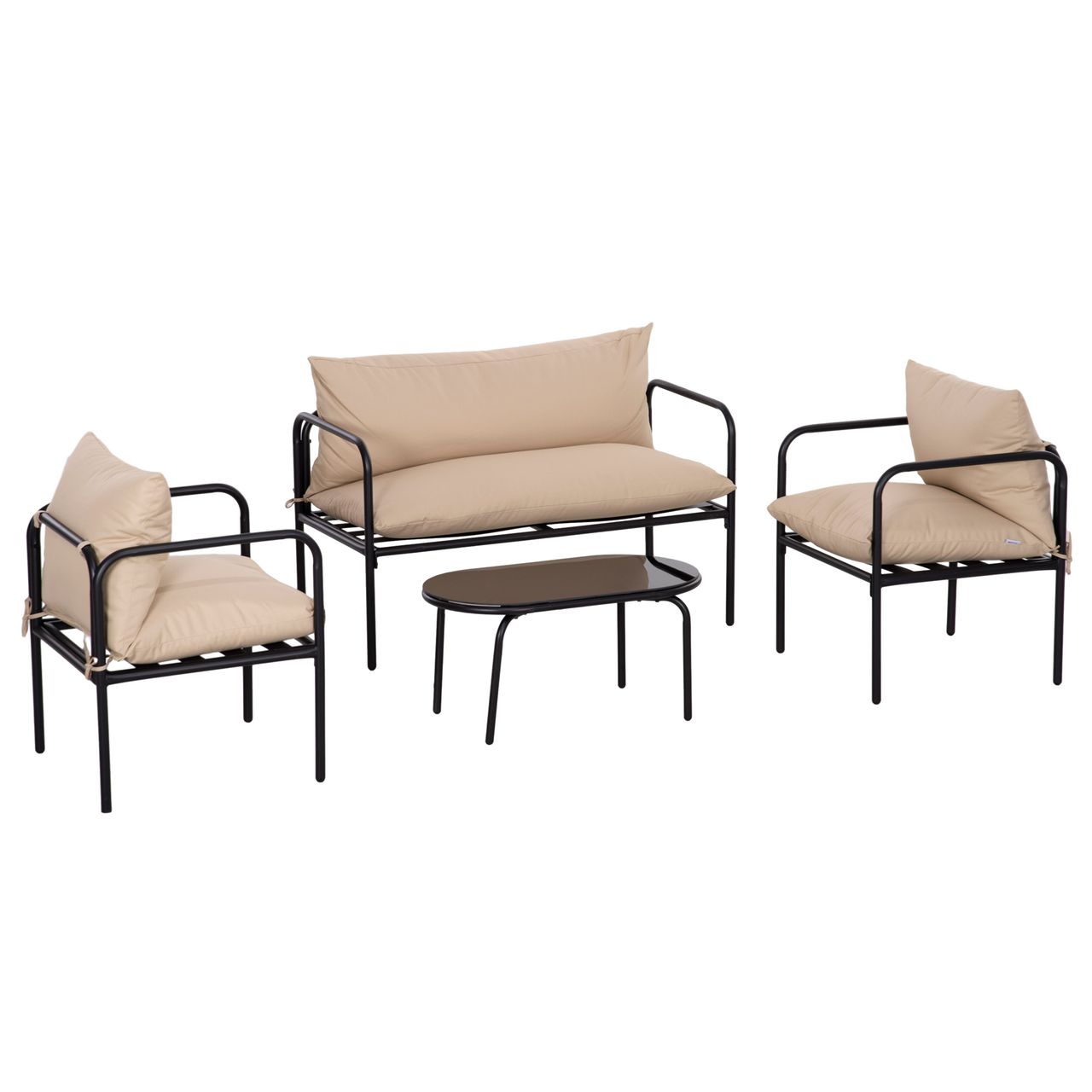 Outsunny 4-tlg. Gartenmöbel-Set Gartengarnitur mit Sessel Couchtisch Zweisitzer