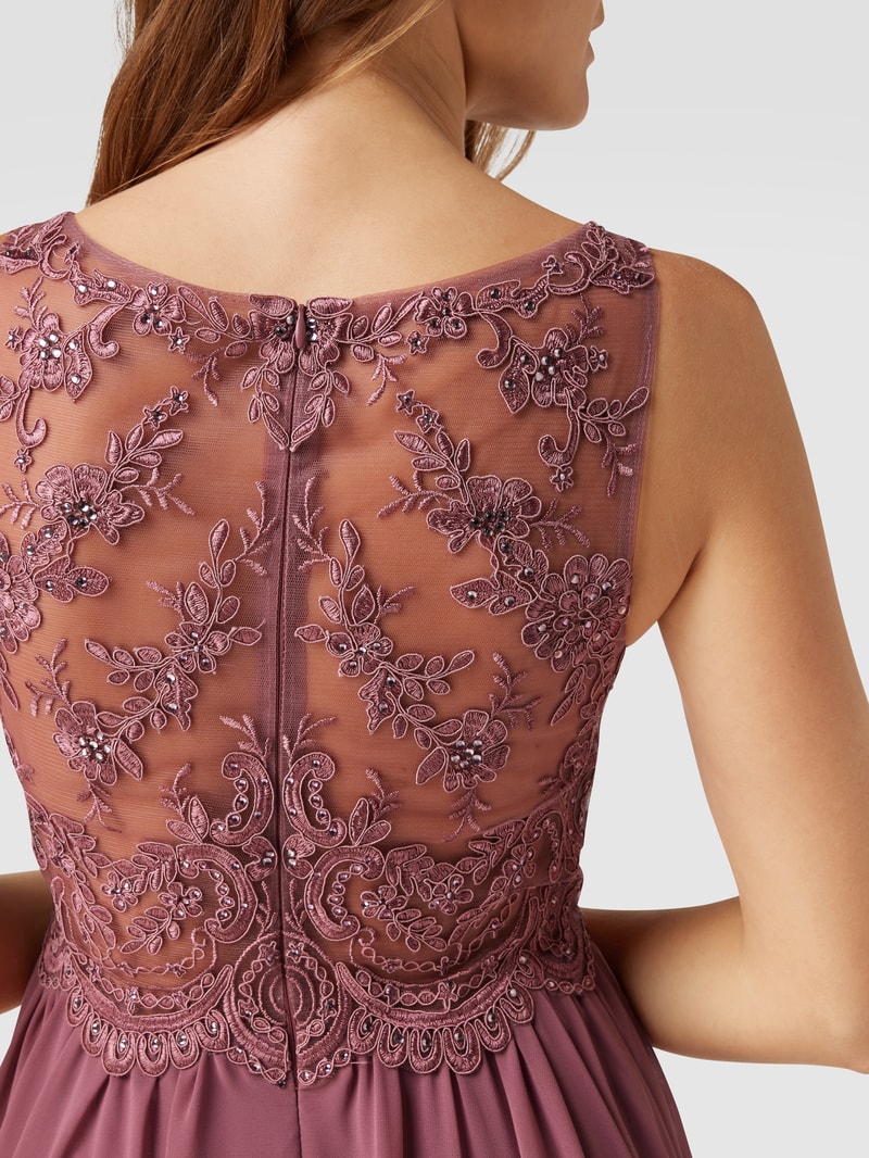 Cocktailkleid aus Tüll mit Strasssteinen in altrosa