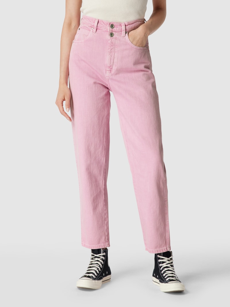 High Waist Tapered Fit Jeans aus Baumwolle in pink